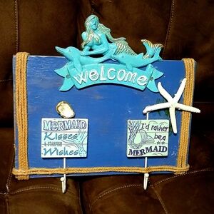 Blue Mermaid Welcome Wall Decor